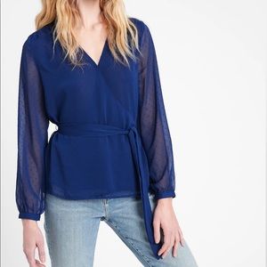 Banana Republic Blue Sheer Sleeve Blouse